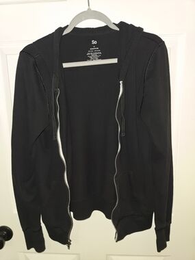 So Black Zip-Up Hoodie Jacket